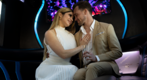 Couple in their Luxury Honeymoon Transfer