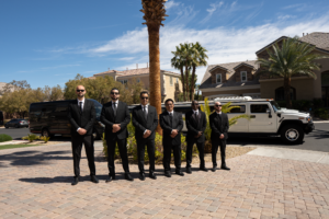 Chauffeurs in front of a Bachelor/ Bachelorette Luxury Limo