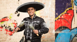 Man dressed to Cinco de Mayo festivities in Miami